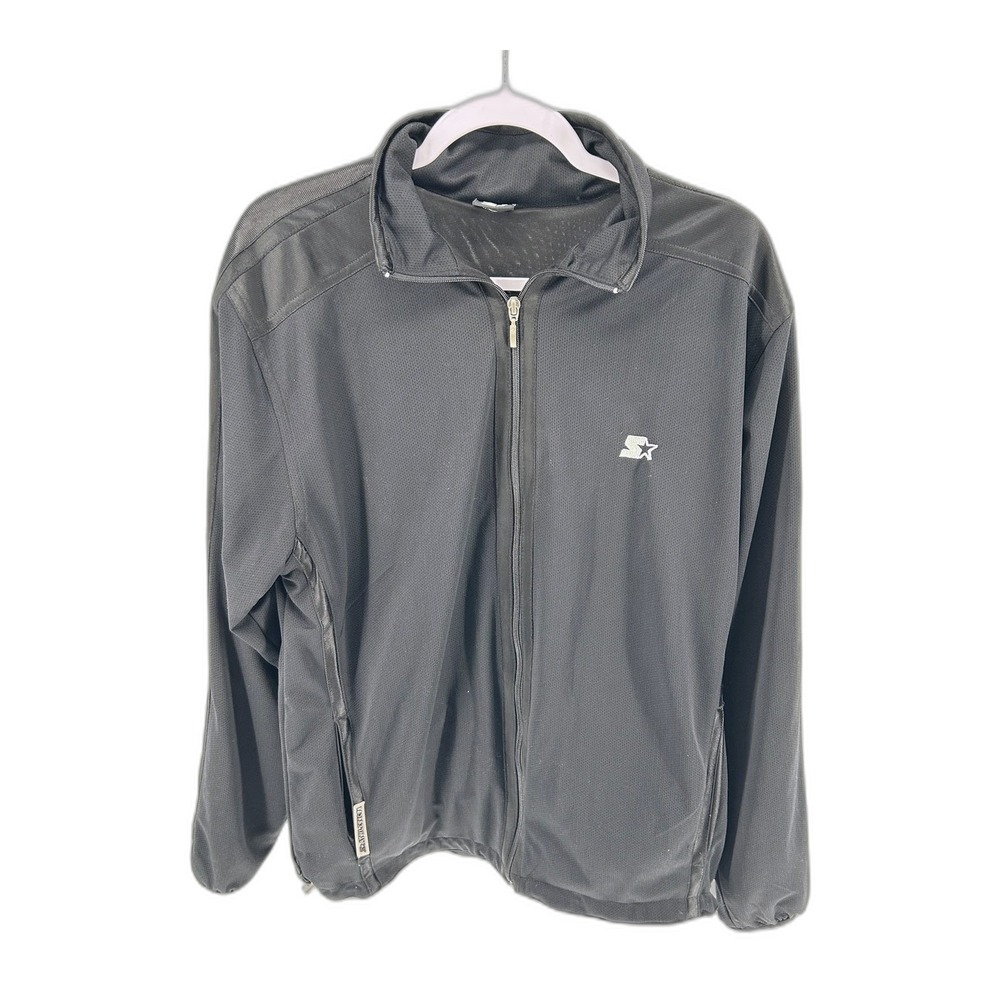 Starter Athletic 71 Track Jacket Mens Small Black Full Zip Mesh Mesh Lined
